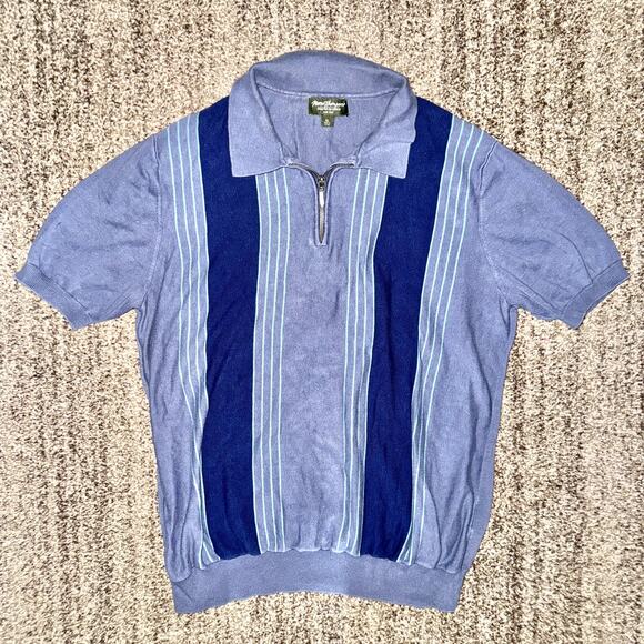 Norm Thompson | Shirts | Norm Thompson Vintage Bowling Zip Sweater Polo Tee Tshirt Mens Blue 